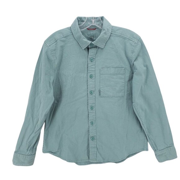 TOPO DESIGNS Women's Dirt Shirt Sage Blue Organic Cotton Stretch Size LARGE - Picture 1 of 8